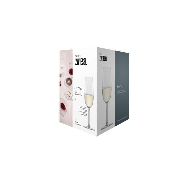Schott Zwiesel For You-champagneglas 21 cl med mousseringspunkt – 4 stk.