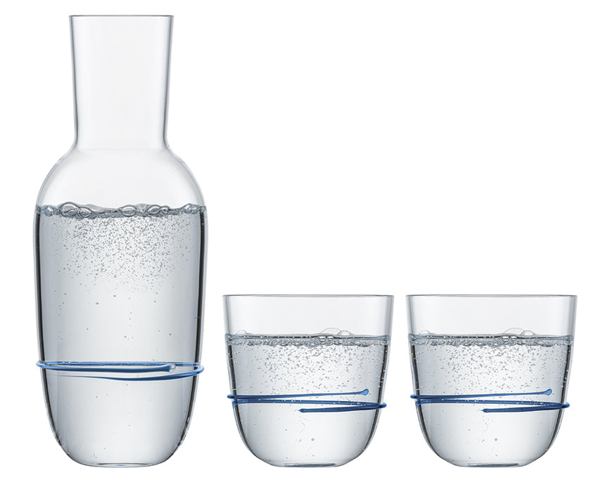 Zwiesel Glas Aura-sæt med karaffel og 2 tumblerglas, blå – 3 dele