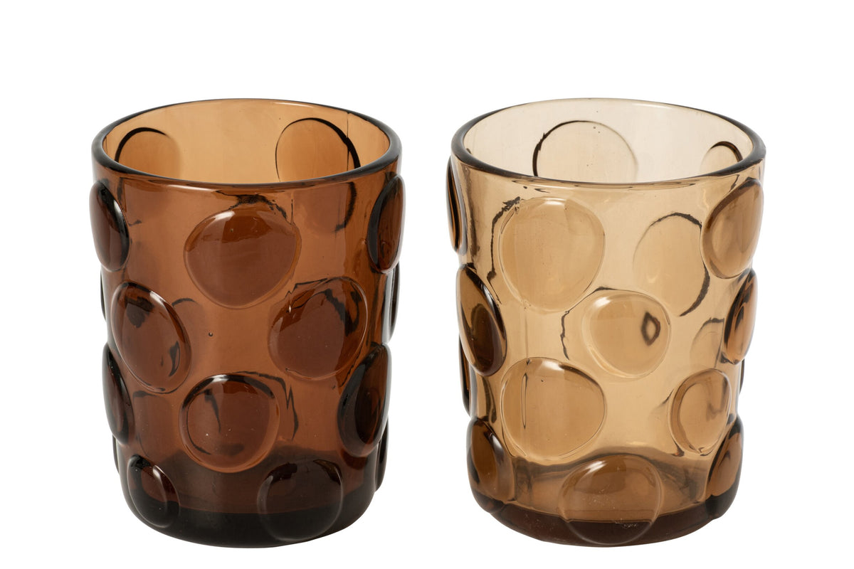 J-Line Brown/Dark Brown Assorted Water Glass - 2 Pieces