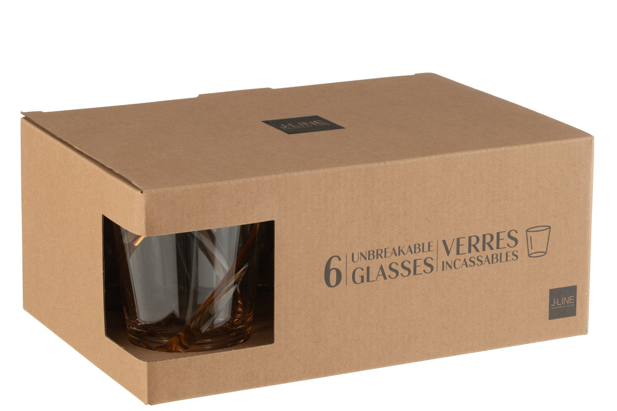 J-Line vandglas 44 cl brudsikre linjer assorteret – 6 stk.