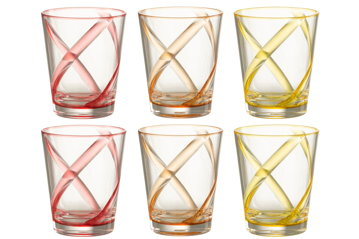 J-Line vandglas 44 cl brudsikre linjer assorteret – 6 stk.