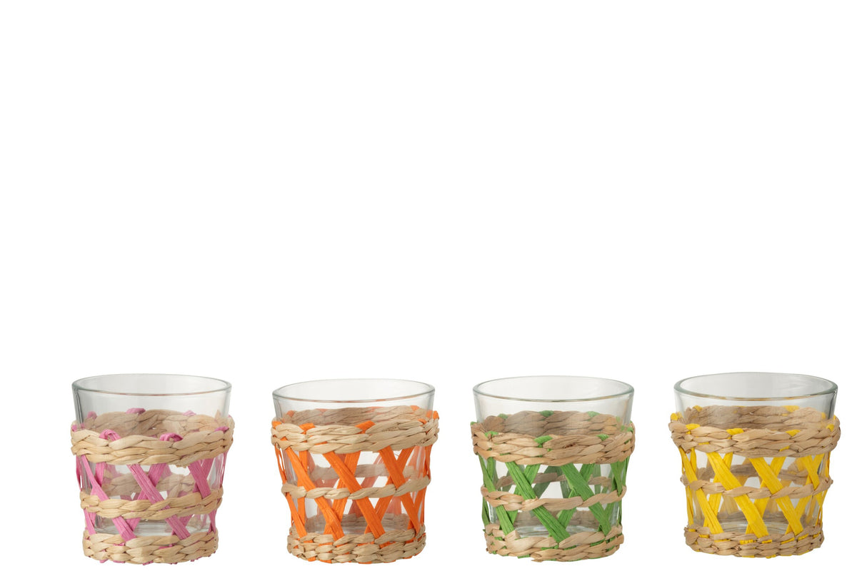 J-Line vandglas 18,5 cl flettet lille assorteret – 4 stk.