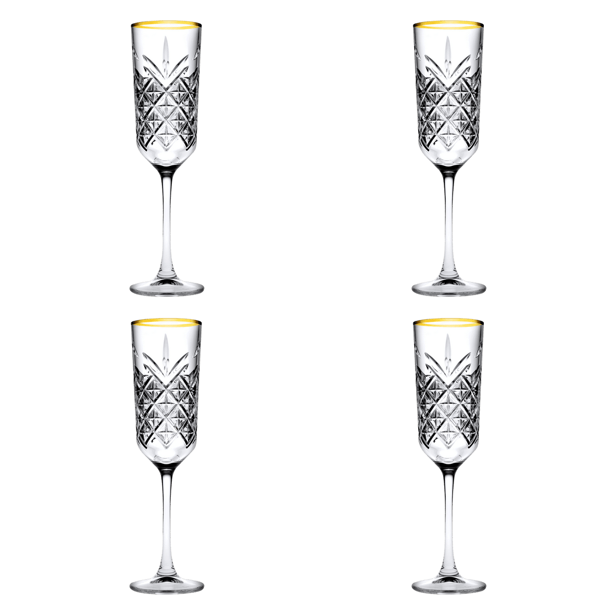Pasabahce Timeless Champagneglas / Flute 17,5 Cl Gouden Rand - 4 Stuks - Glazen.nl