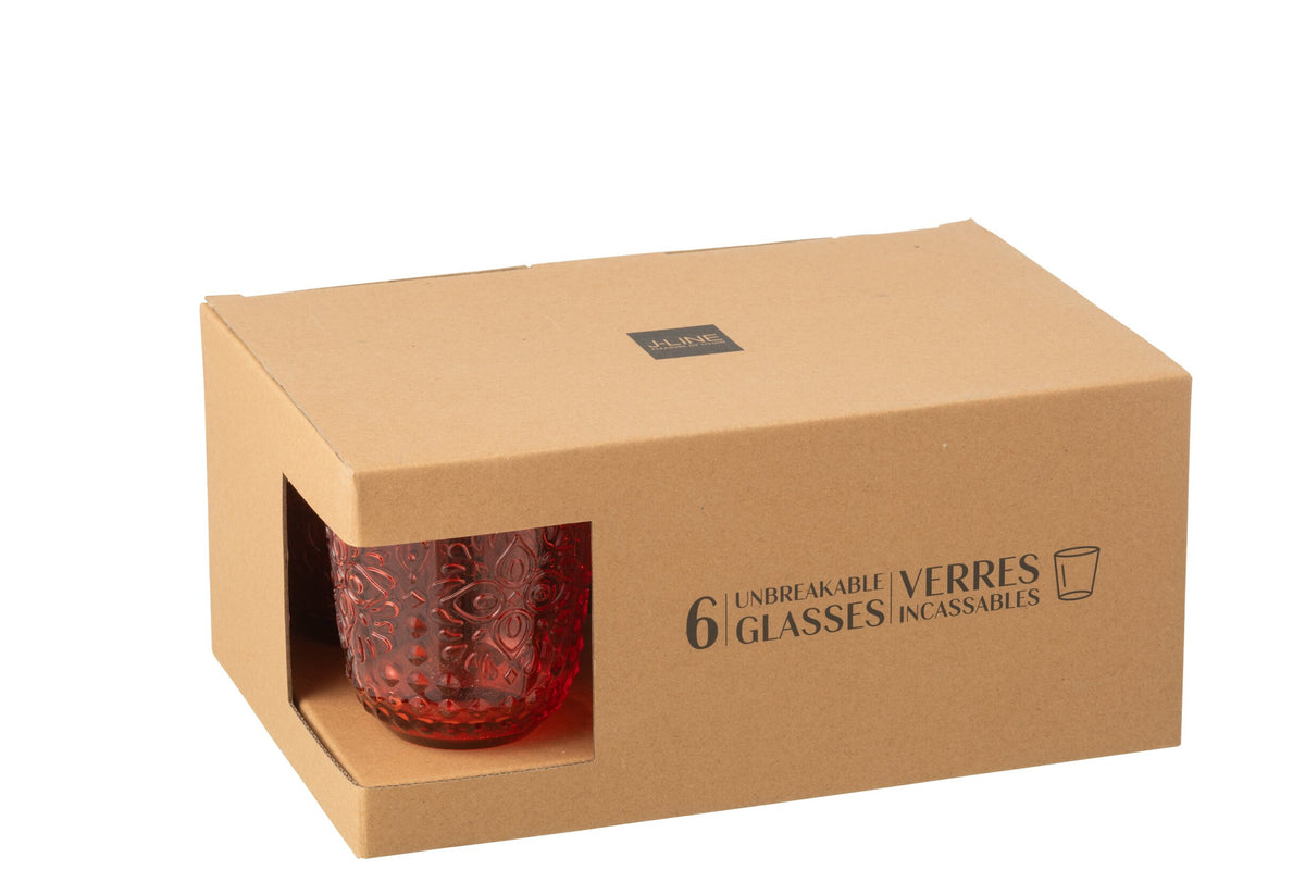 J-Line vandglas 47,3 cl brudsikkert rødt – 6 stk.