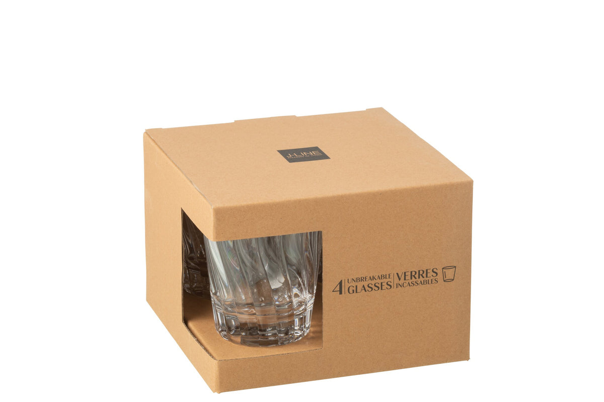 J-Line vandglas 42,5 cl ubrydelige, gennemsigtige – 4 stk.