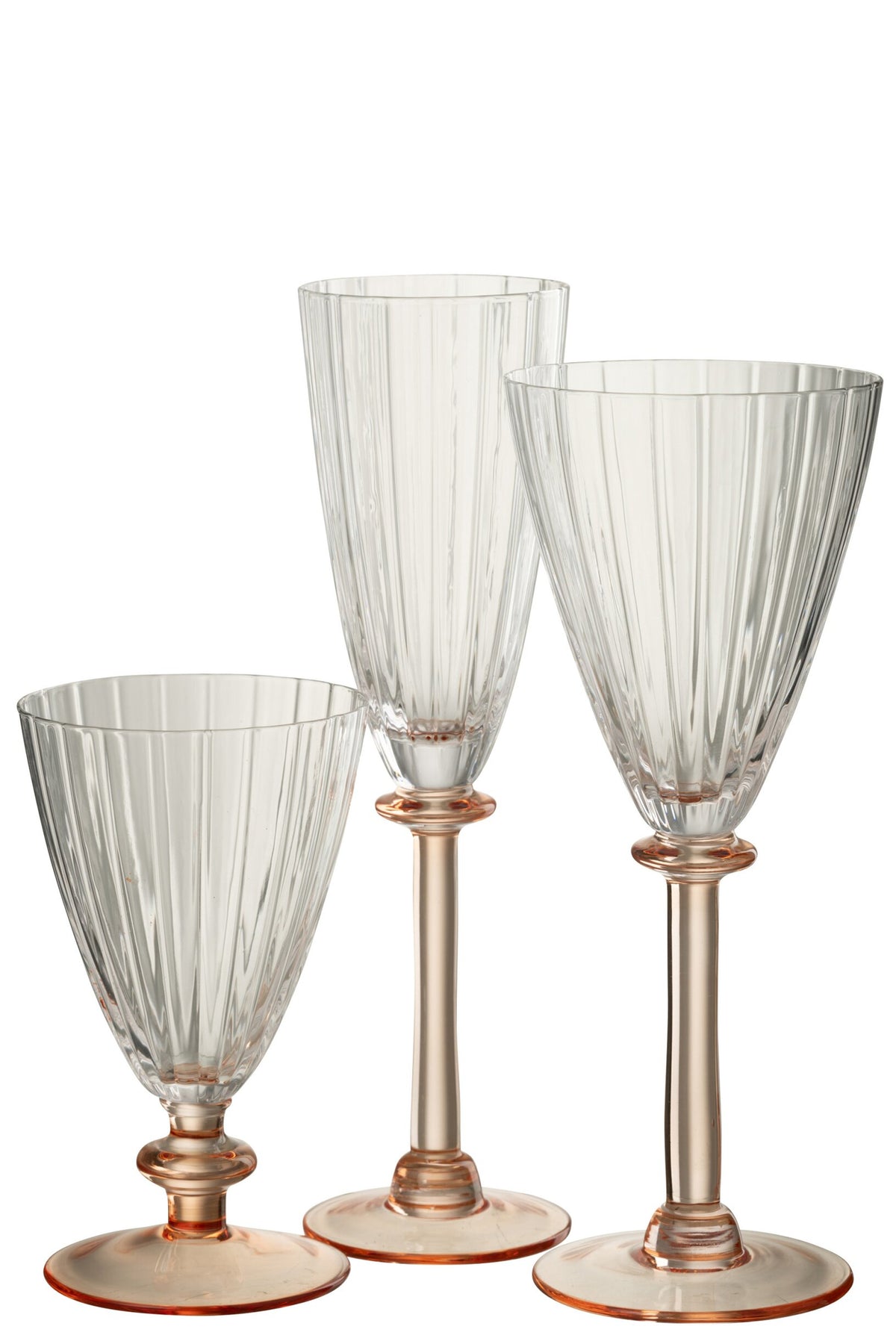 J-Line champagneglas med striber, transparent/laksefarvet