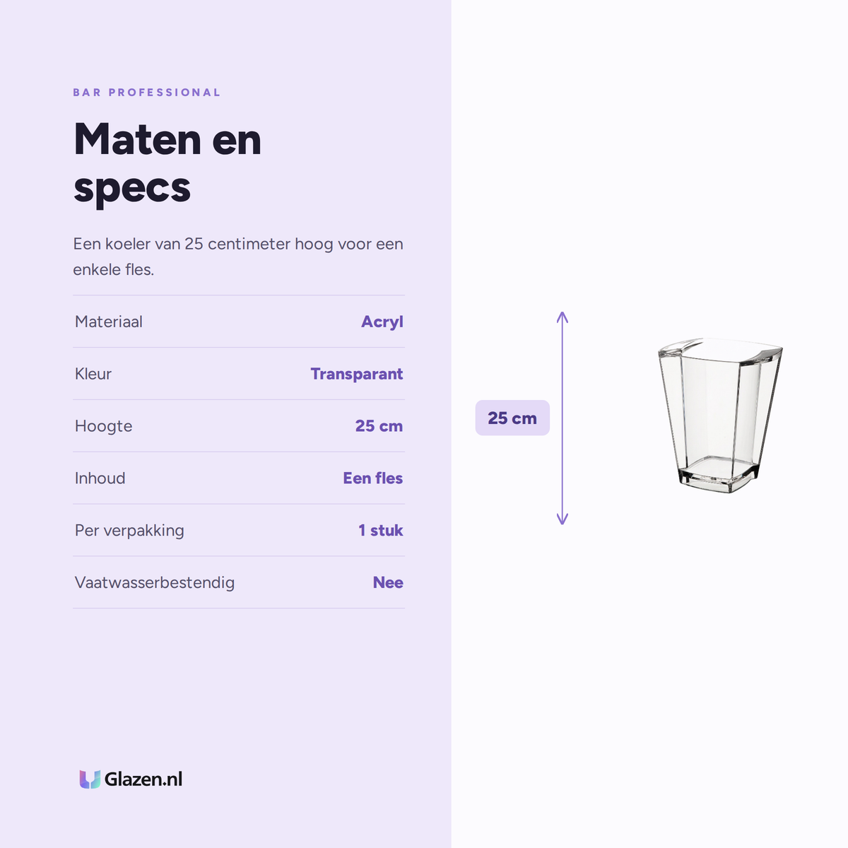 Maten en specs van Bar Professional Alaska Wijnkoeler Transparant 25 Cm