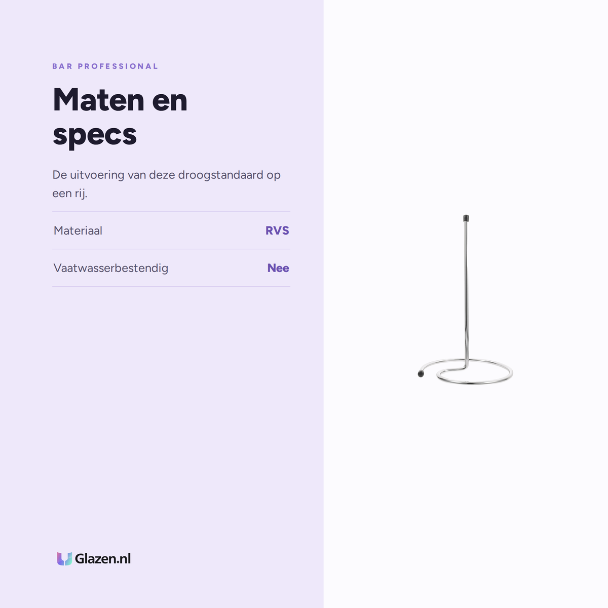 Maten en specificaties van Bar Professional Decanteer Droogstandaard RVS