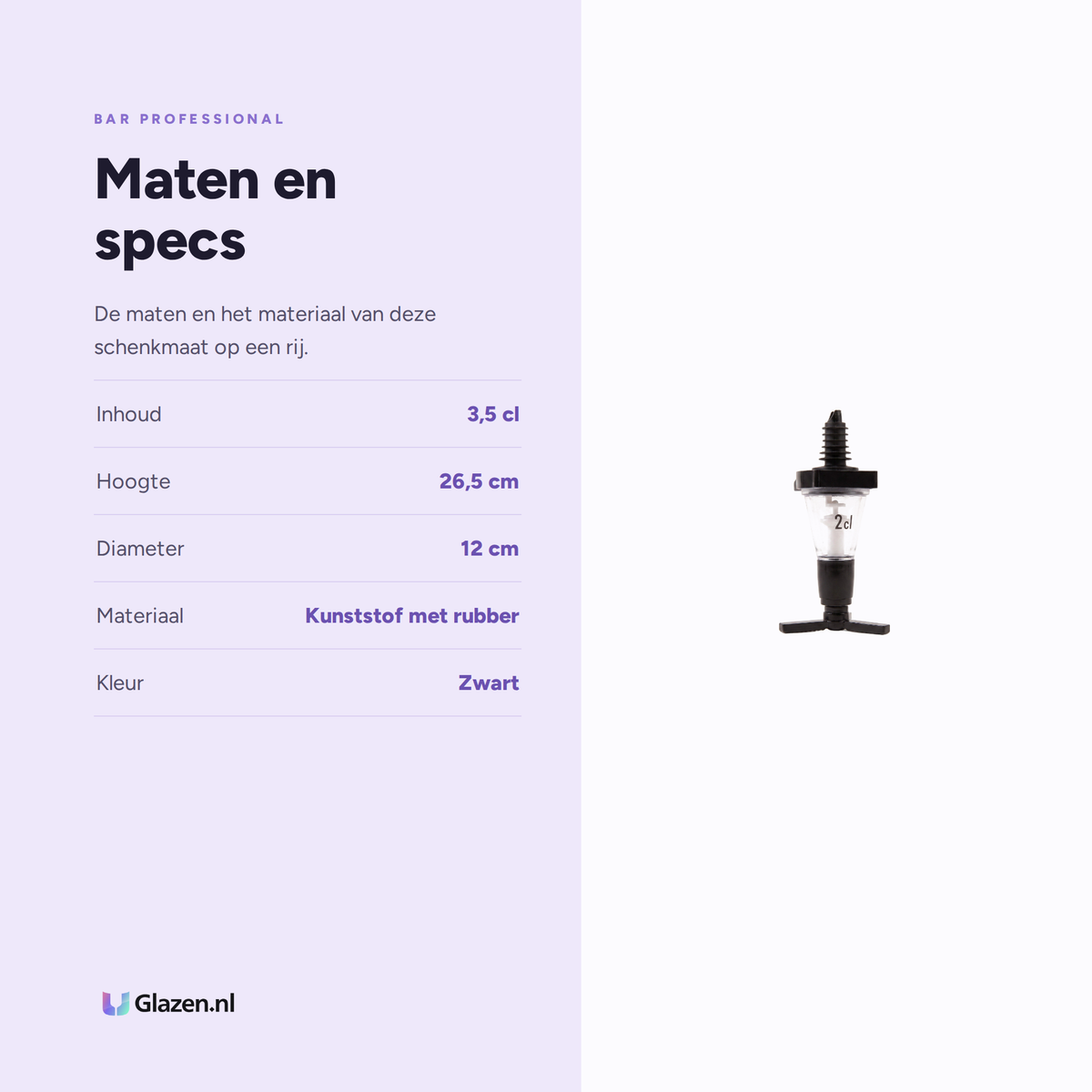Maten en specificaties van Bar Professional Schenkmaat Zwart 35 ml