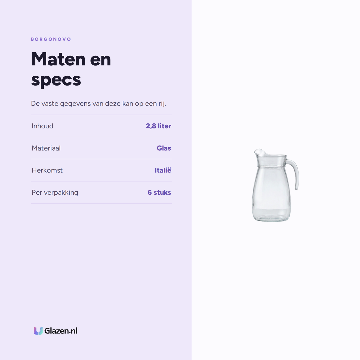Maten en specificaties van de Borgonovo Artic Kan 2,8 Liter