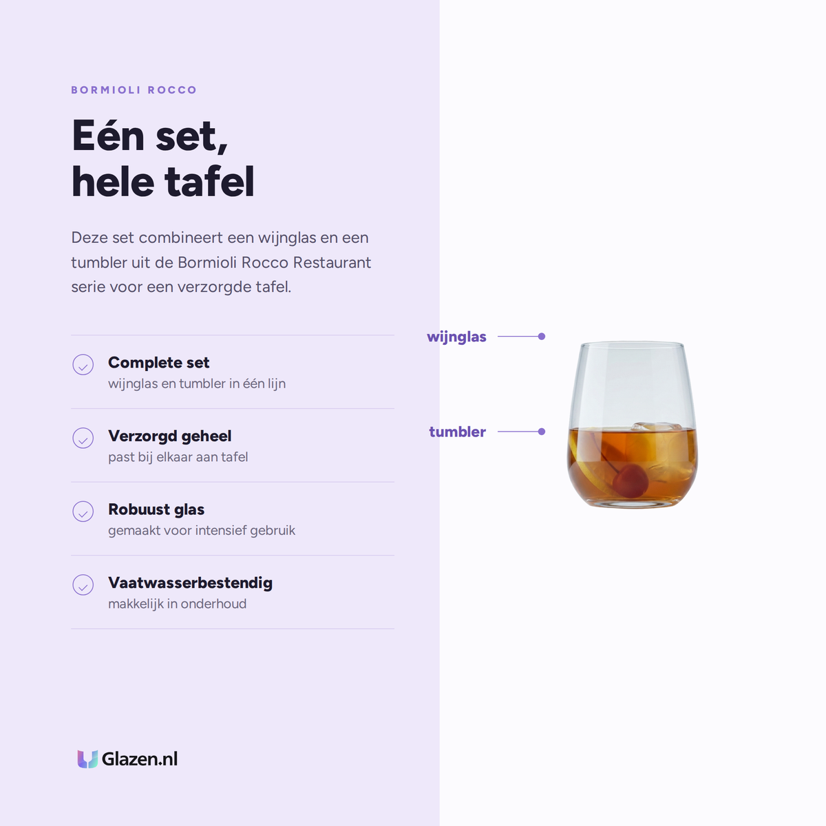 Eigenschappen van Bormioli Rocco Restaurant Wijn-Tumblerglazenset