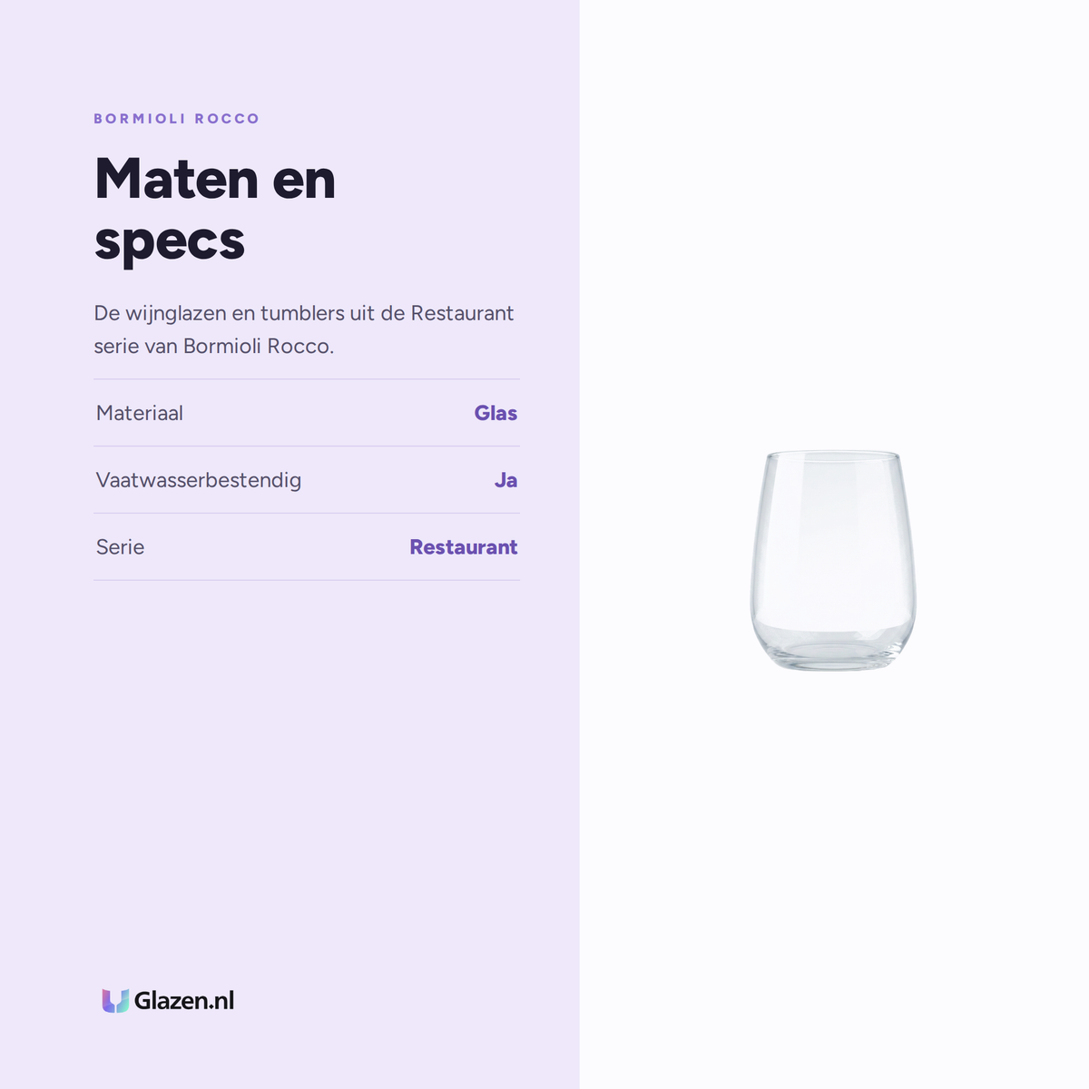 Maten en specs van Bormioli Rocco Restaurant Wijn-Tumblerglazenset