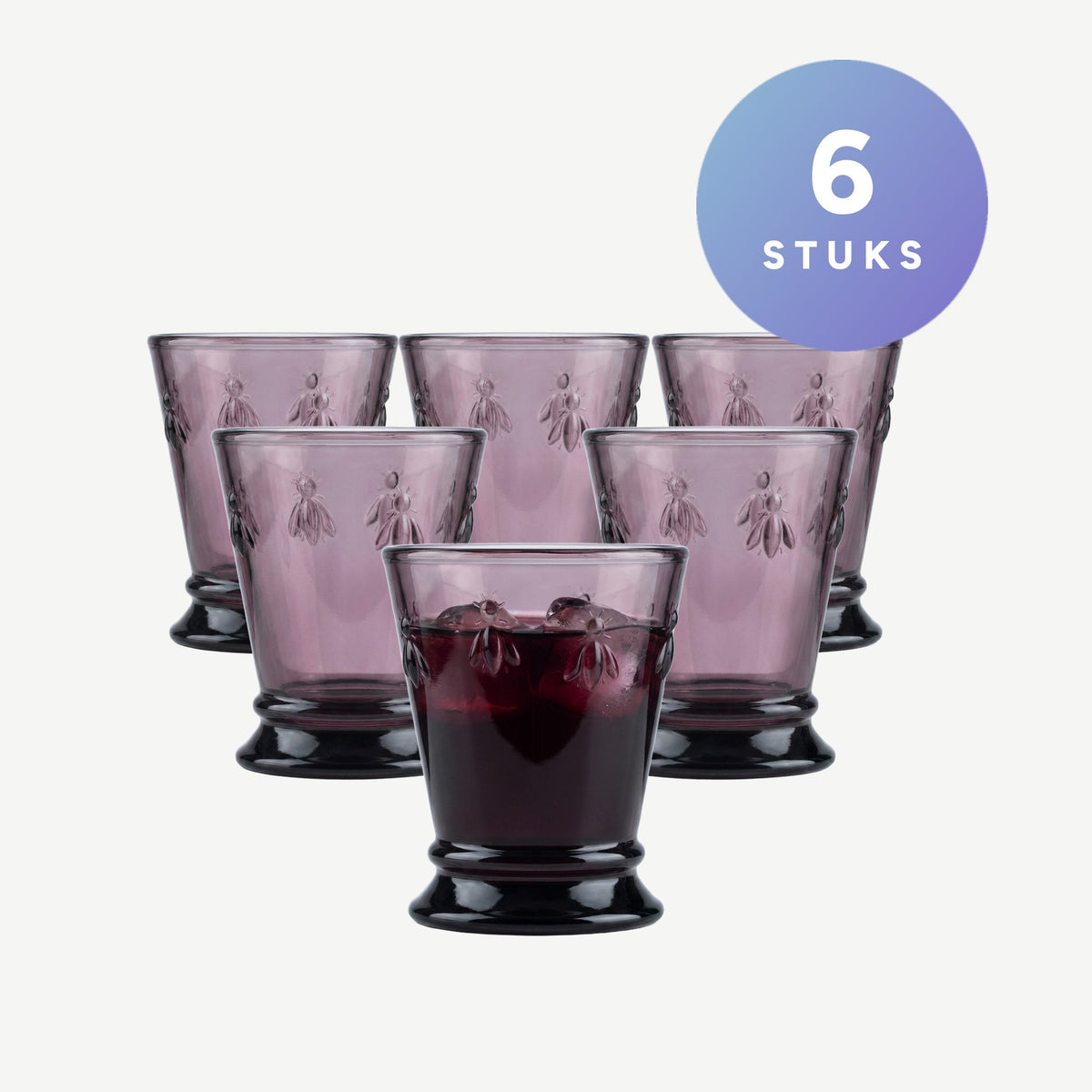 Set van zes La Rochère Abeille Tumblers 26 cl Aubergine