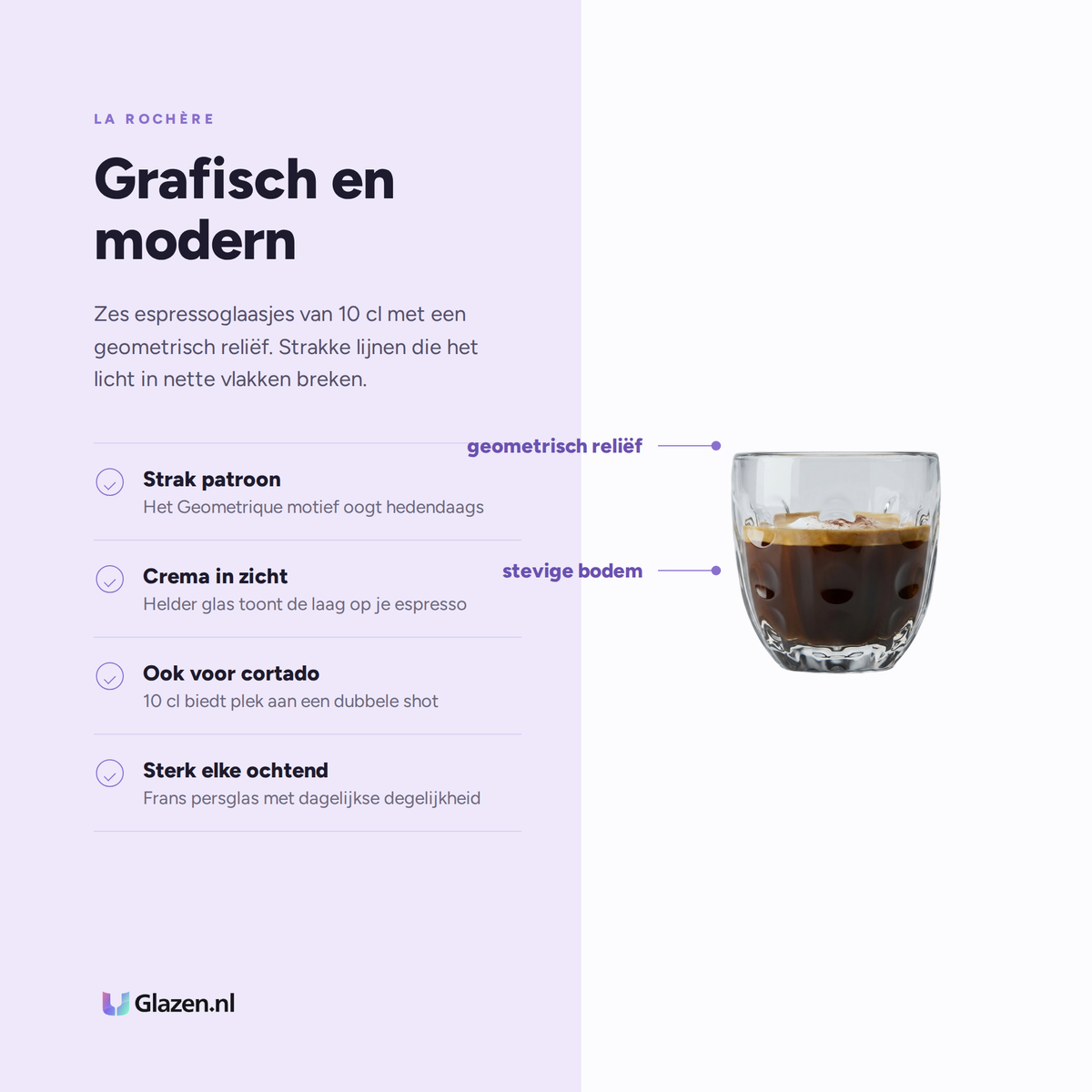 Eigenschappen van La Rochère Geometrique Espressoglas 10 cl - 6 Stuks