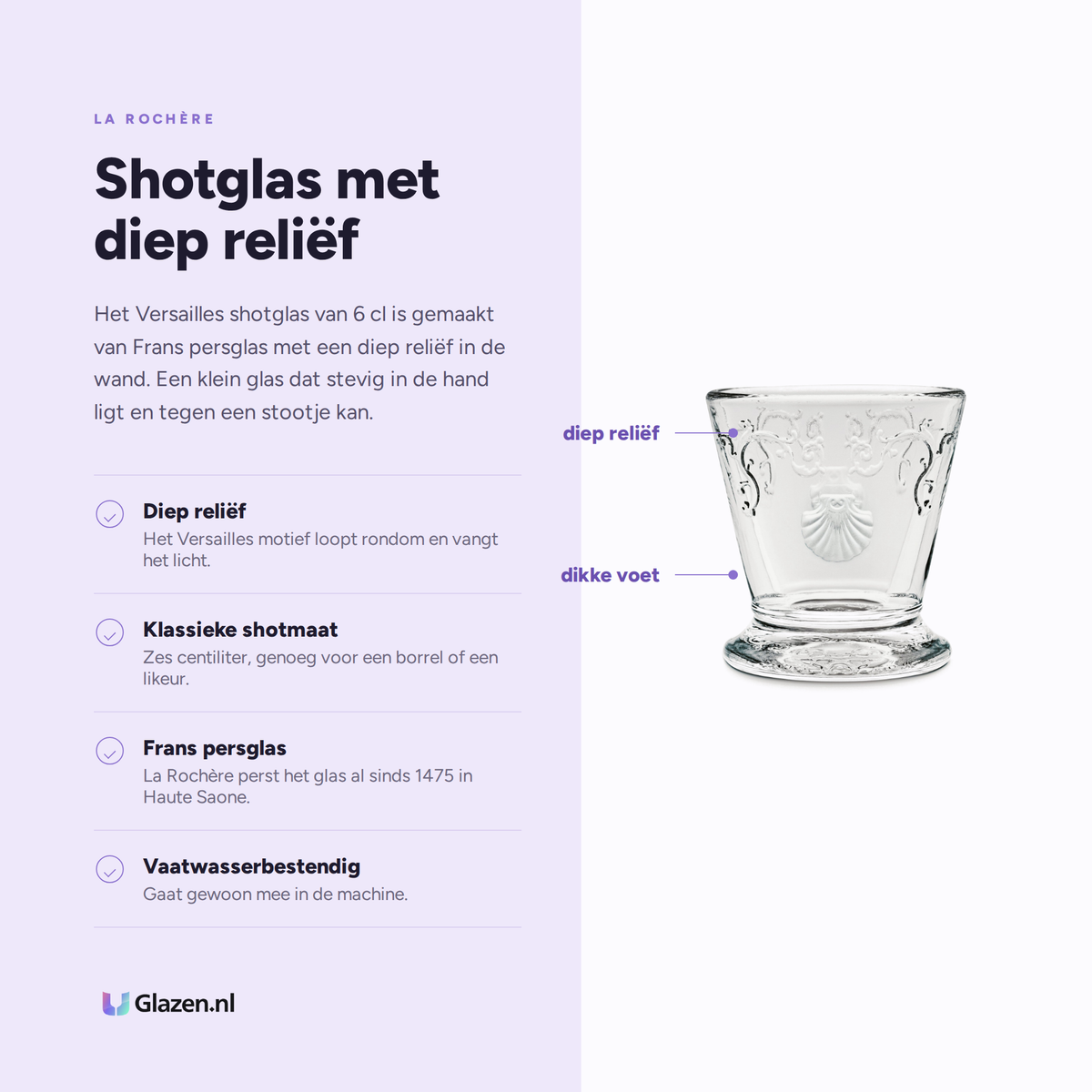 Eigenschappen van het La Rochere Versailles shotglas 6 cl