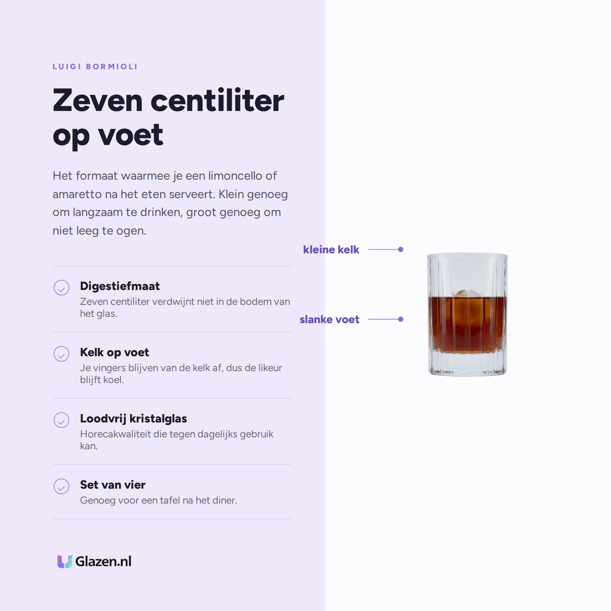 Luigi Bormioli Bach Likeurglas 7 cl eigenschappen