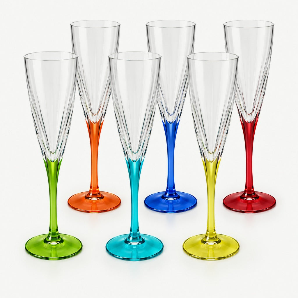 RCR Fusion Colour Champagneglas 17 cl Multicolor - 6 Stuks set
