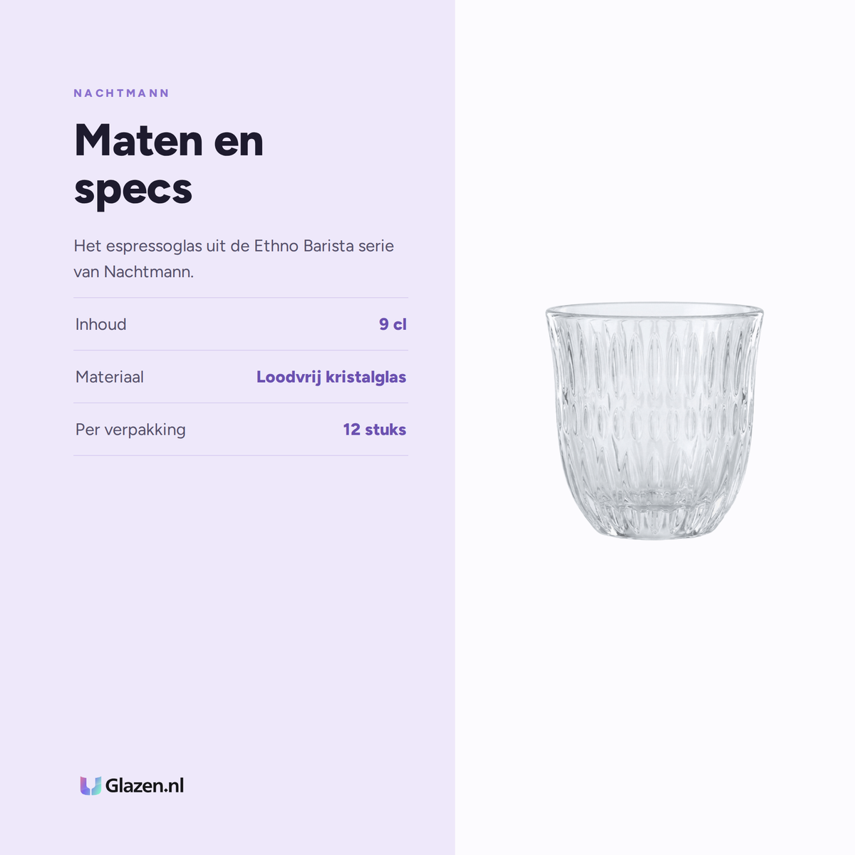 Maten en specs van Nachtmann Ethno Barista Espressoglas 9 Cl