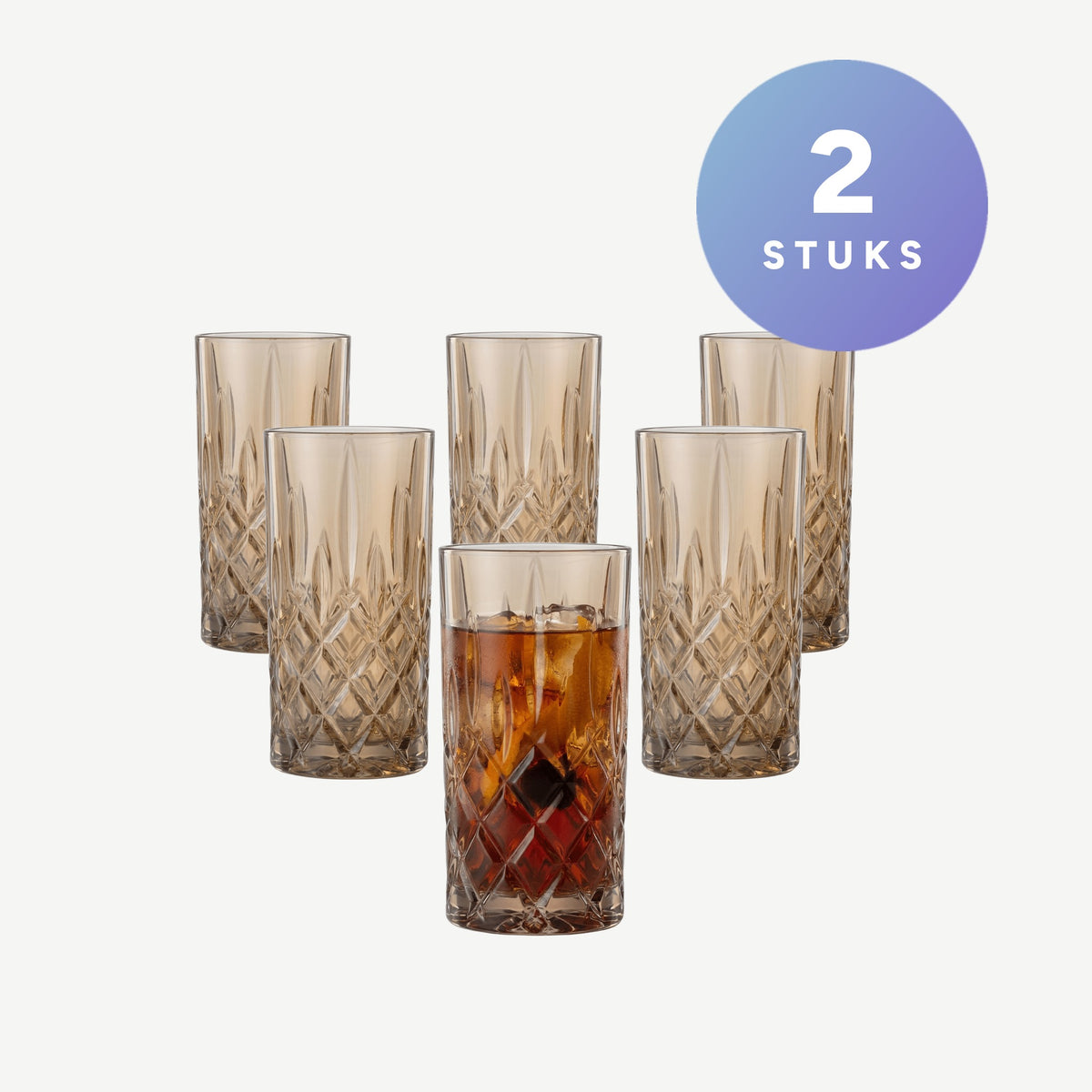 Nachtmann Noblesse Longdrinkglas 39,5 Cl Bruin, set van 2 stuks