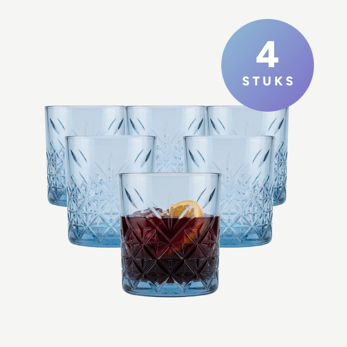 Pasabahce Timeless Tumbler 34,5 Cl Blauw set van 4 glazen