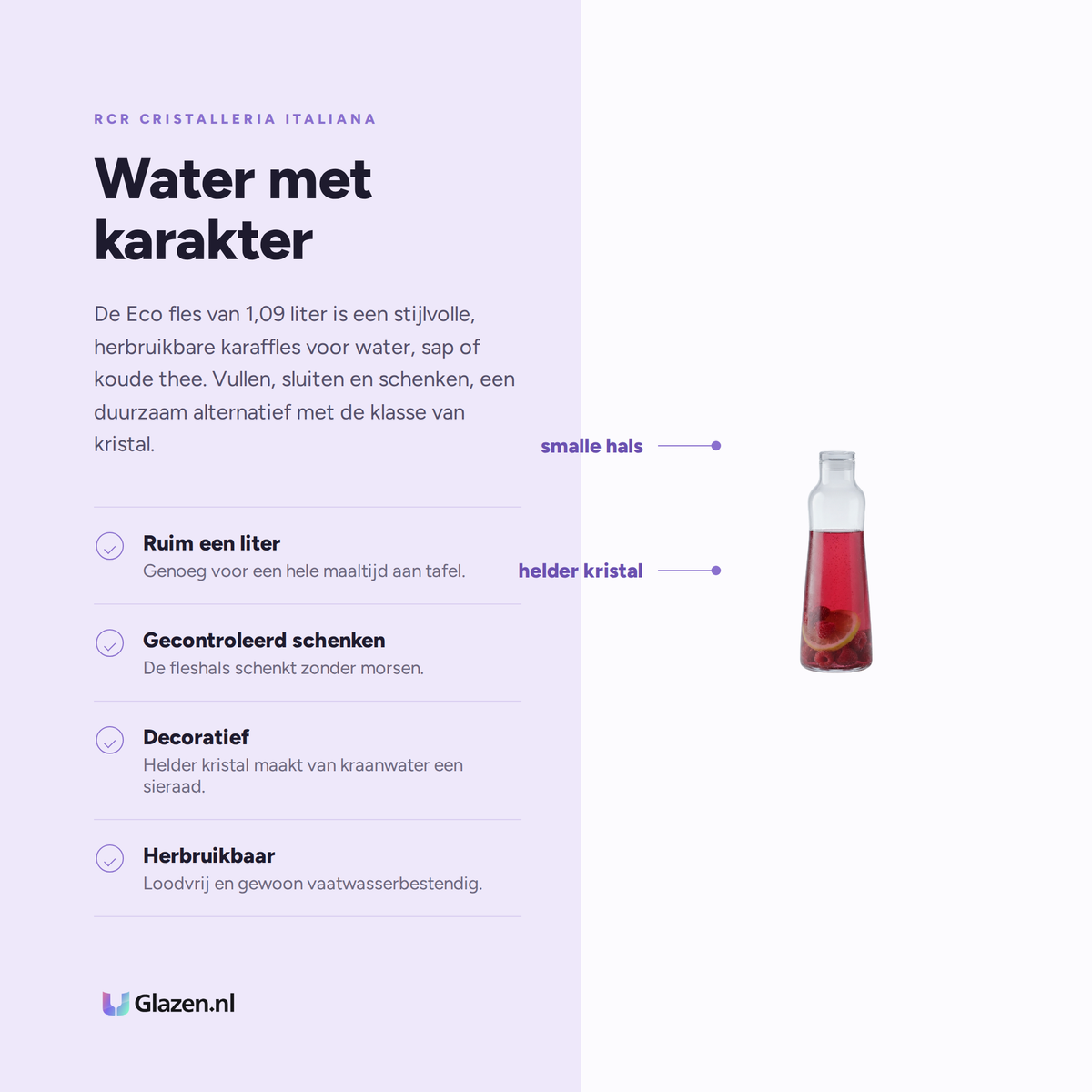 Eigenschappen van de RCR Eco Fles Eco 109 Cl