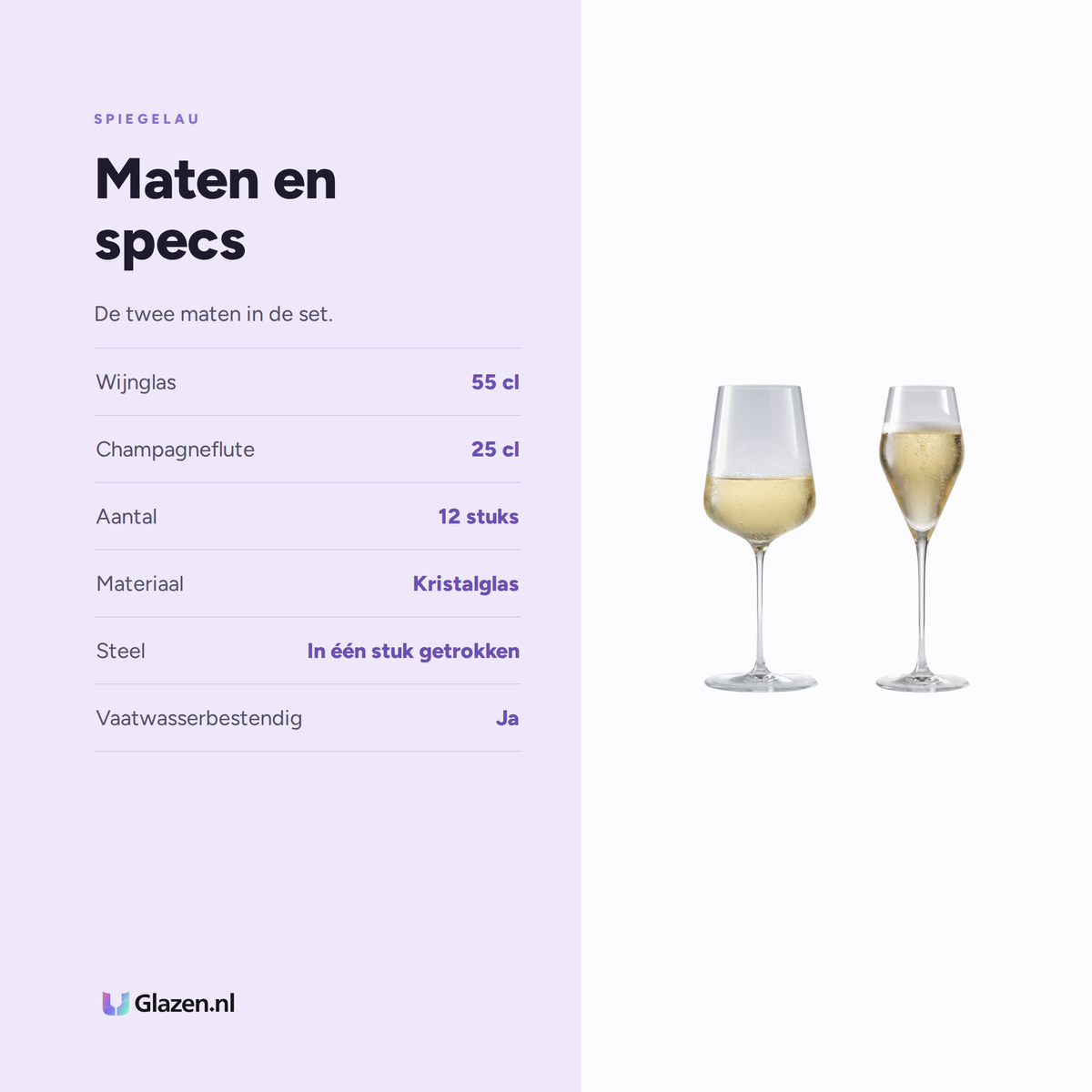 Spiegelau Definition Starterset 12-Delig (Wijn & Champagne) maten en specs