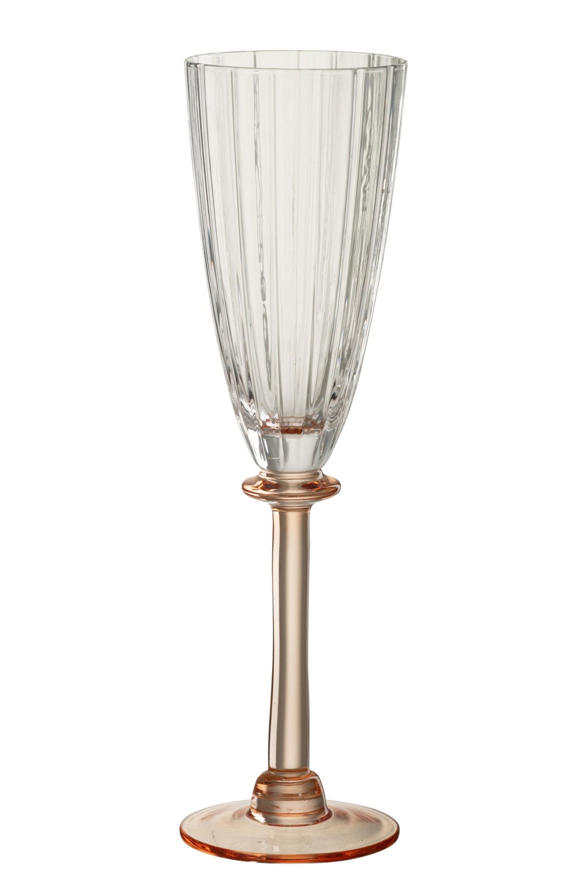 J-Line champagneglas med striber, transparent/laksefarvet