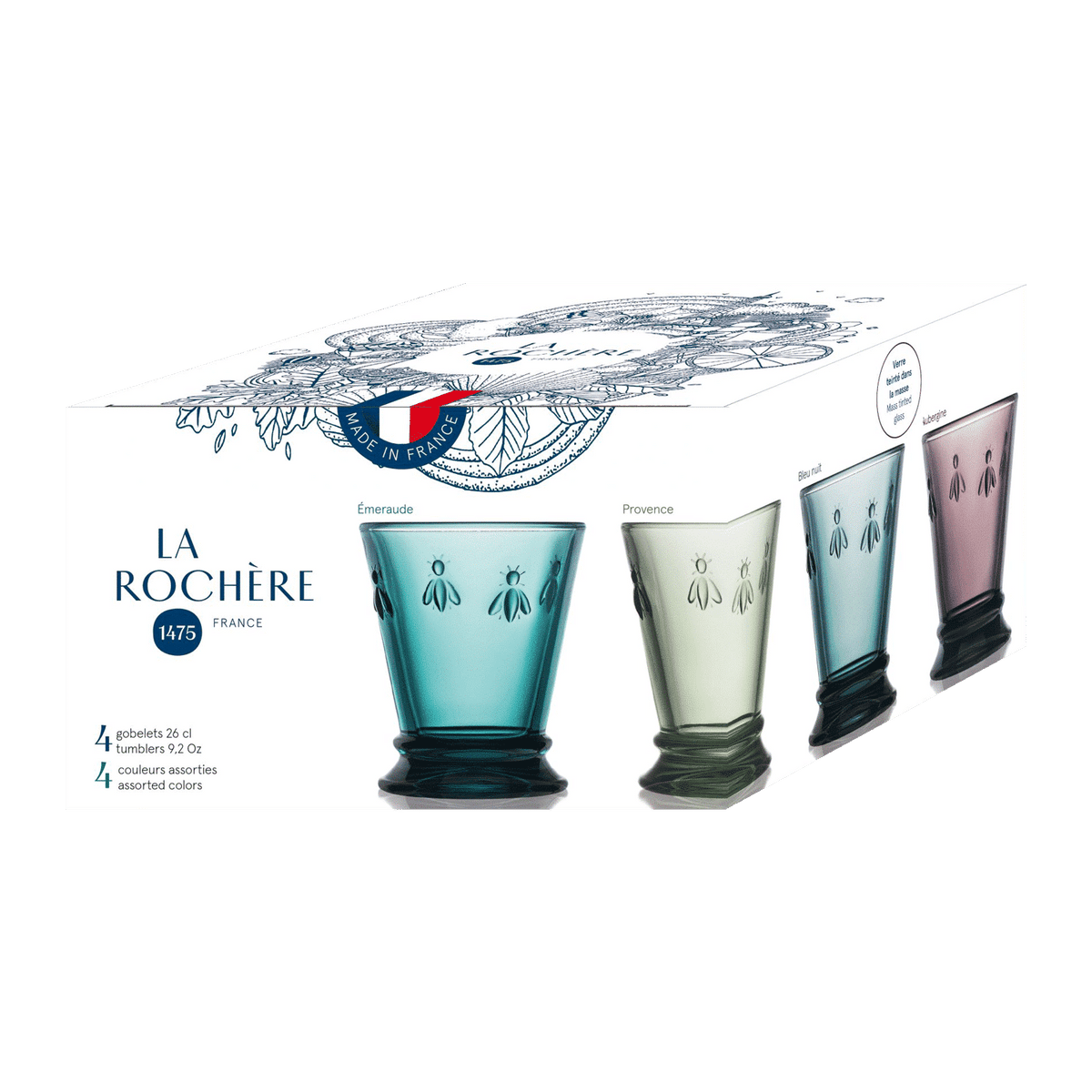 La Rochère Abeille Tumblers 26 cl Assorti - 4 Stuks - Glazen.nl