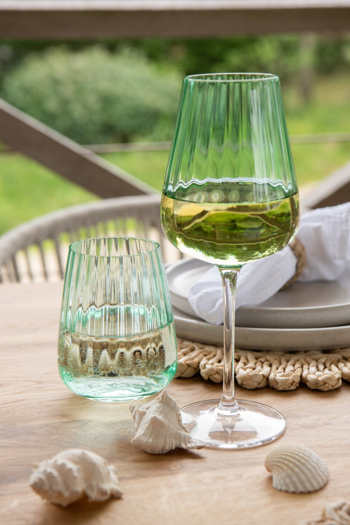 J-Line vinglas 56,6 cl, rillet grøn