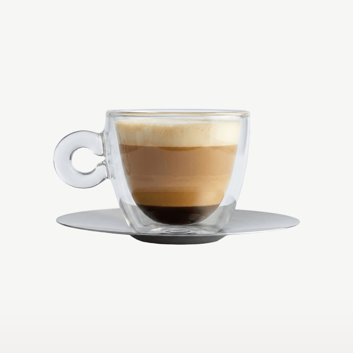 Luigi Bormioli Thermic Glass Cappuccinoglas 16,5 Cl Met Rvs Schotel - 2 Stuks - Glazen.nl