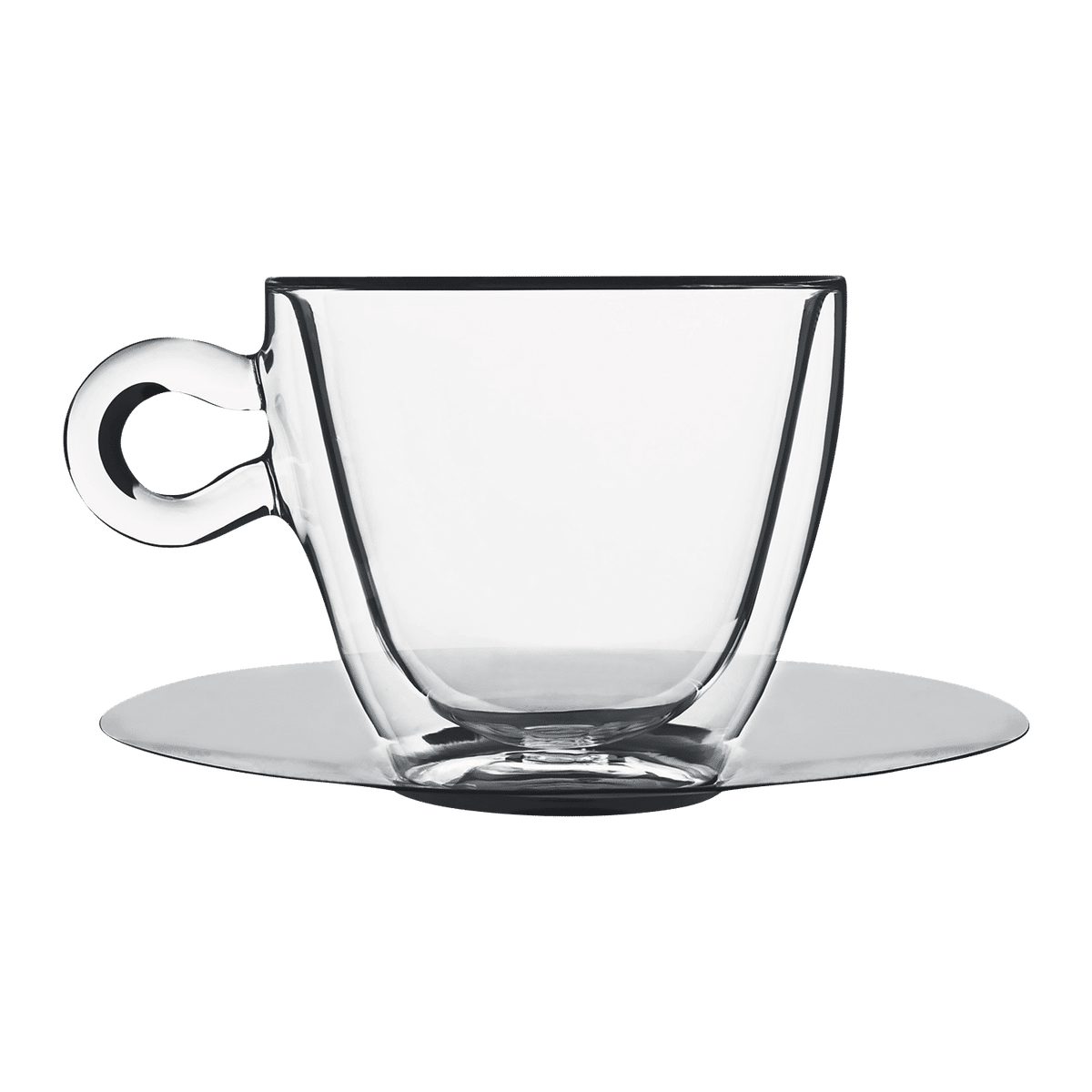 Luigi Bormioli Thermic Glass Koffieglas 30 Cl Met Rvs Schotel - 2 Stuks - Glazen.nl
