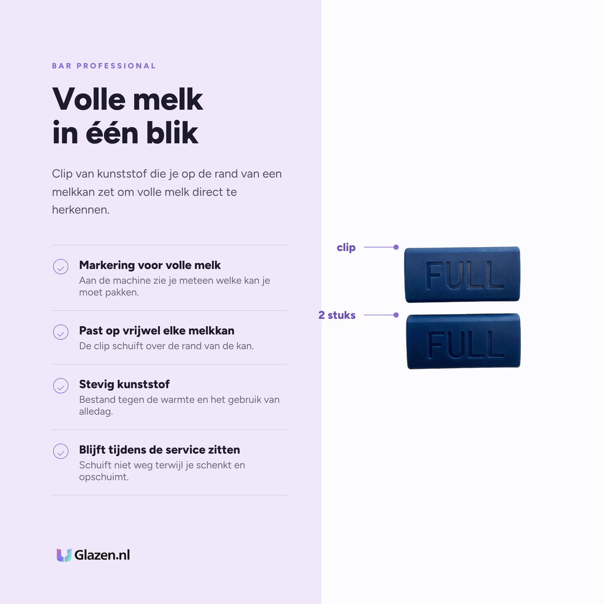 Eigenschappen van Melkkan Identiteitsclip Full van Bar Professional