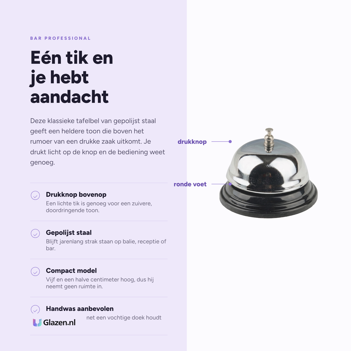 Eigenschappen van de Bar Professional Servicebel RVS