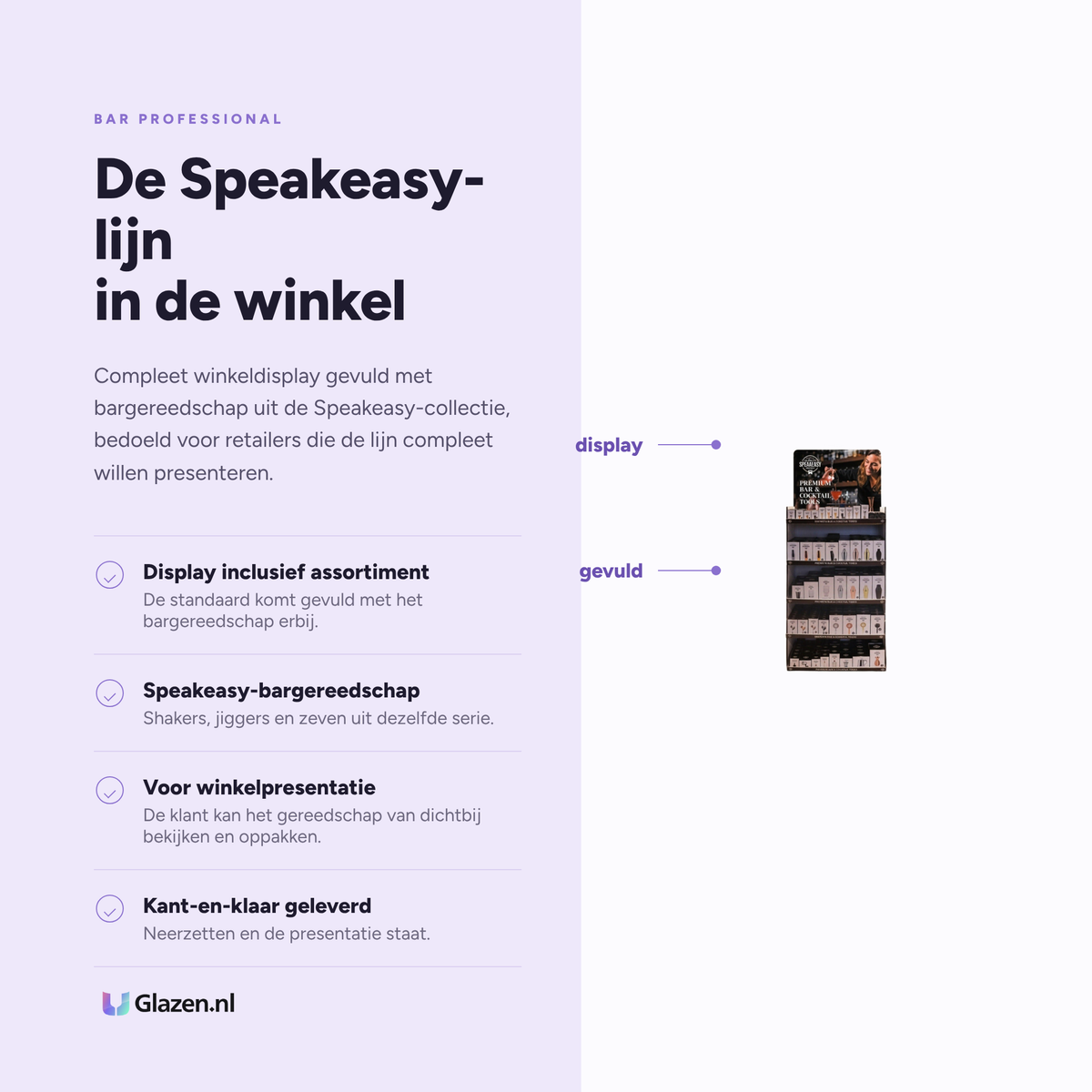 Eigenschappen van Speakeasy Display Cocktailtools van Bar Professional