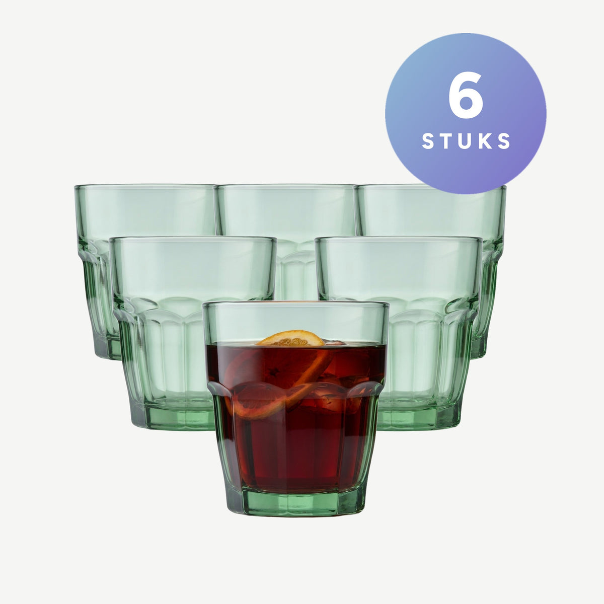 Set van 6 stuks Bormioli Rocco Rock Bar Tumbler 27 Cl Groen