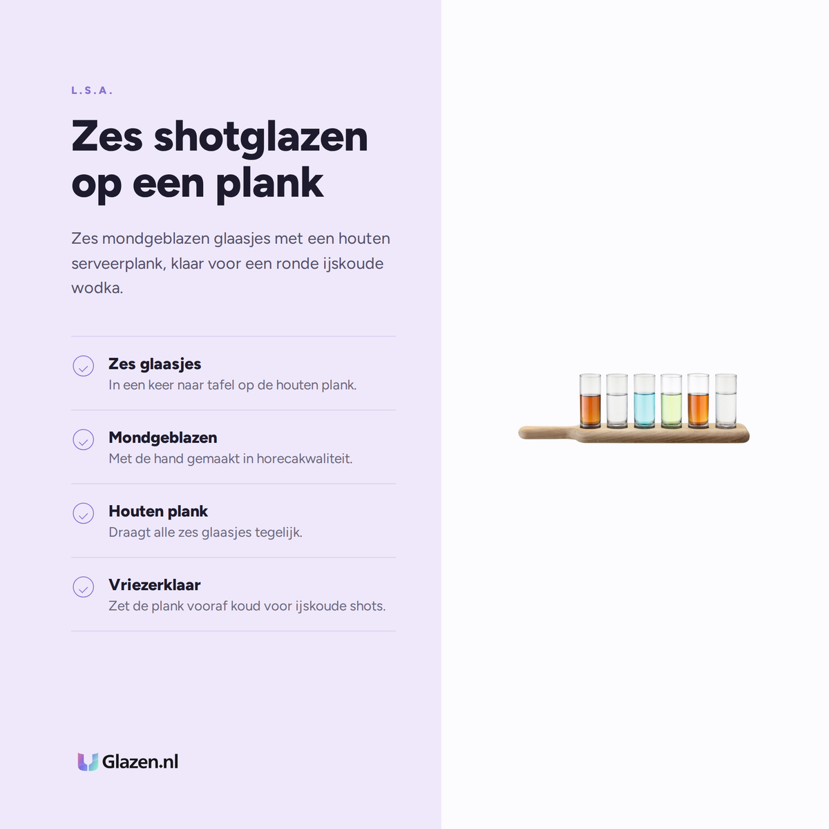 L.S.A. Paddle Wodkaset met Serveerplank eigenschappen