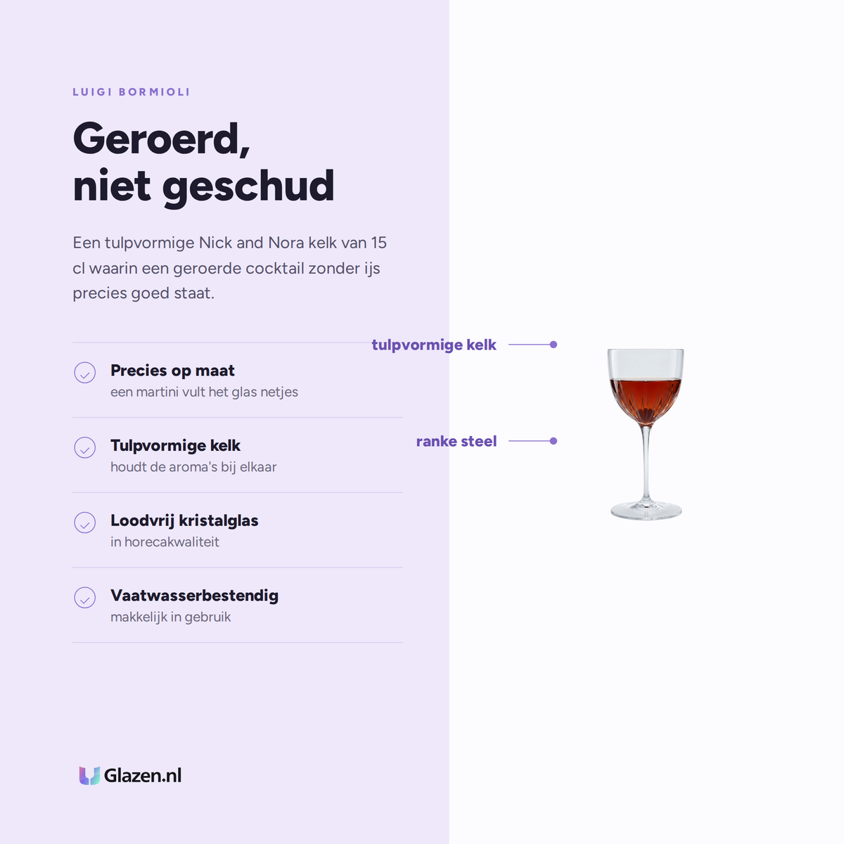 Eigenschappen van Luigi Bormioli Mixology Cocktailglas 15 Cl Nick & Nora